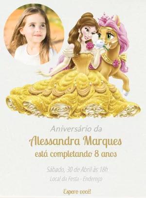 Convite Aniversário A Bela e a Fera com Foto para Editar Online