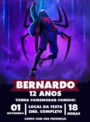 Convite de Aniversário Homem-Aranha Miles Morales para Editar