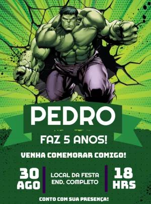 Convite de Aniversário do Hulk para Editar Online e Imprimir