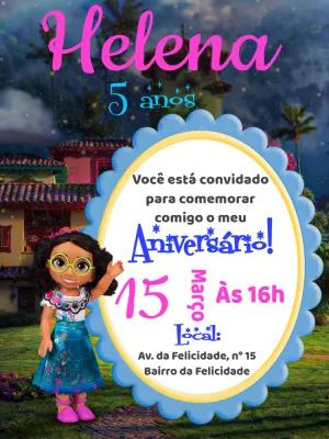 Convite Aniversário Encanto com Personagens para Editar Online
