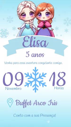 Convite de Aniversário Frozen com Personagens para Editar Online