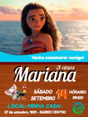 Convite de Aniversário Moana com Personagens para Editar Online