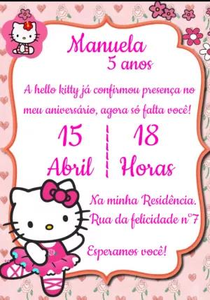 Convite de Aniversário Hello Kitty para Editar Online