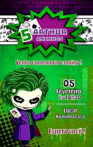 Convite de Aniversário Coringa para Editar Online