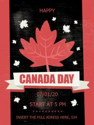 Canada Day Party Invitation with Maple Leaf to Edit Online