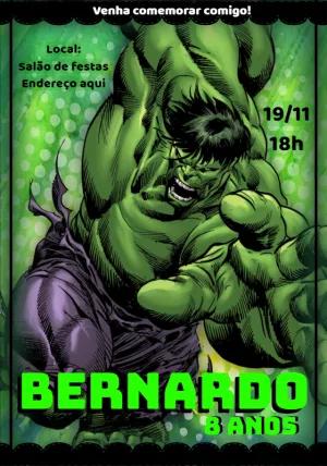 Convite de Aniversário Hulk para Editar Online e Imprimir