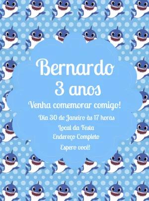Convite de Aniversário Baby Shark para Editar e Imprimir
