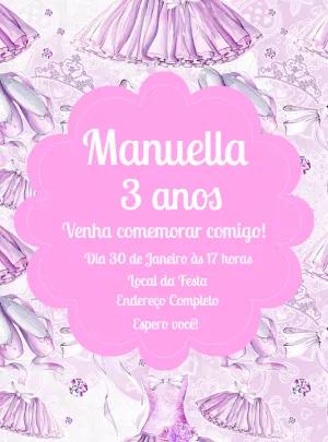 Convite Aniversário Bailarina Delicado para Editar Online