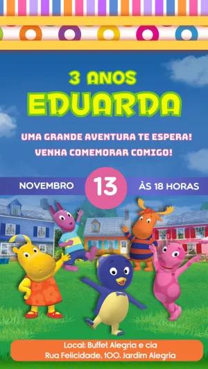 Convite de Aniversário Backyardigans Editável com a Turma Toda