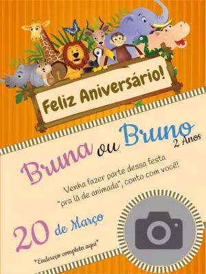 Convite Aniversário Safari com Foto para Editar Online