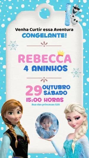 Convite Aniversário Frozen com Foto para Editar Online