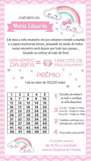 Convite Chá Rifa Chuva de Amor com Nuvens para Editar Online