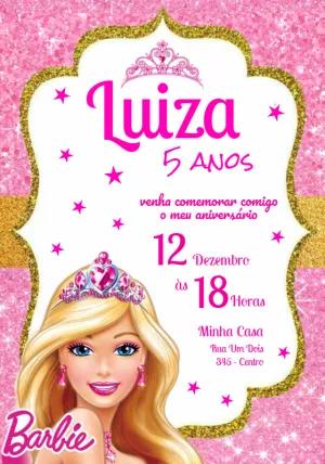 Convite de Aniversário Barbie Princesa para Editar Online