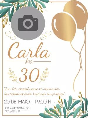 Convite de Aniversário Elegante com Foto para Editar Online