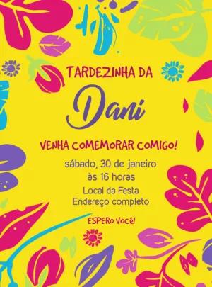 Convite de Aniversário Floral Tropical para Editar Online