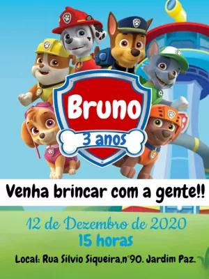 Convite Aniversário Patrulha Canina para Editar Online