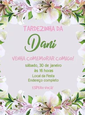 Convite de Aniversário Floral Delicado para Editar Online