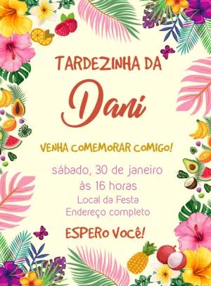Convite de Aniversário Floral Tropical para Editar Online