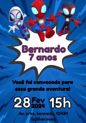 Convite Aniversário Spidey e seus Amigos para Editar Online