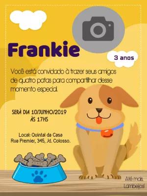 Convite de Aniversário de Cachorro com Foto para Editar Online