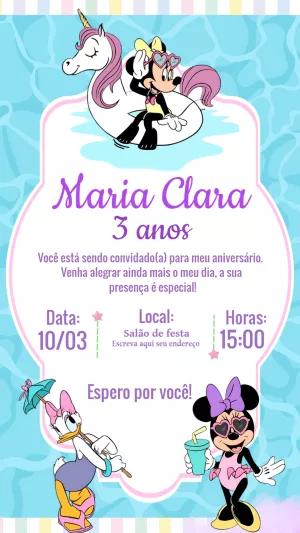 Convite de Aniversário Minnie Pool Party para Editar Online