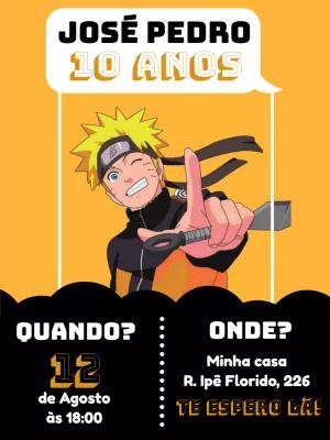 Convite de Aniversário Naruto para Editar e Enviar Online