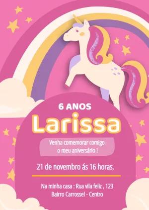 Convite de Aniversário Unicórnio Mágico para Editar Online
