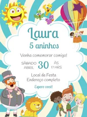 Convite Aniversário Mundo Bita com Personagens para Editar Online