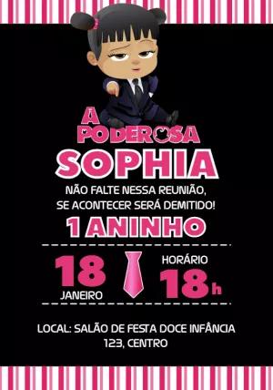 Convite Aniversário A Poderosa Chefinha para Editar Online