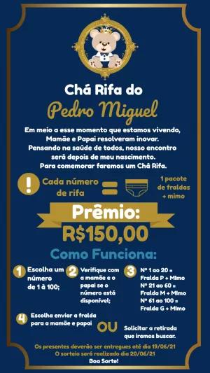 Convite Chá Rifa Ursinho Príncipe Realeza para Editar Online