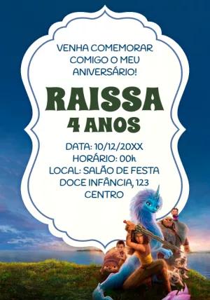 Convite Aniversário Raya e o Último Dragão para Editar Online