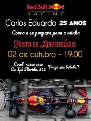 Convite de Aniversário Fórmula 1 para Editar e Enviar Online