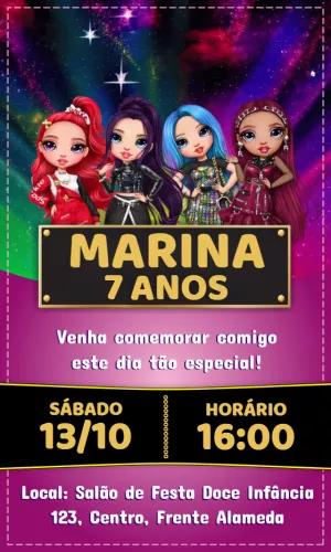 Convite de Aniversário Rainbow High para Editar Online