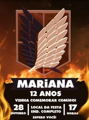 Convite de Aniversário Attack On Titan para Editar Online