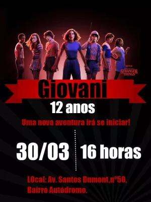 Convite de Aniversário Stranger Things para Editar Online