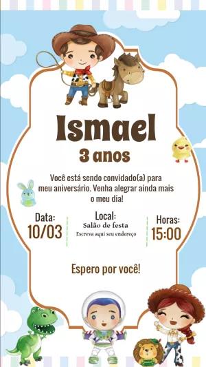 Convite Aniversário Toy Story Aquarela para Editar Online