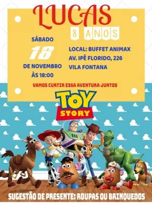 Convite Aniversário Toy Story com Personagens para Editar