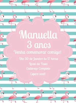 Convite de Aniversário Flamingos para Editar Online