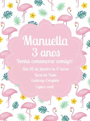 Convite Aniversário Flamingo Tropical para Editar Online