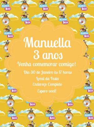 Convite de Aniversário Mundo Bita para Editar Online