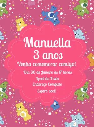 Convite de Aniversário Ursinhos Carinhosos para Editar Online