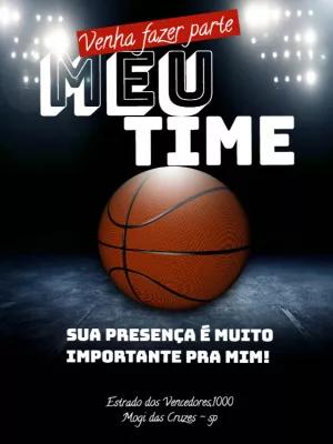 Convite de Aniversário Basquete Editável para Imprimir
