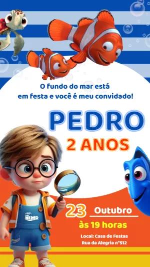 Convite de Aniversário Procurando Nemo para Editar Online