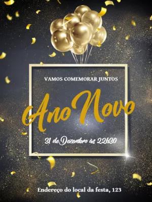 Convite de Ano Novo Dourado Elegante para Editar Online