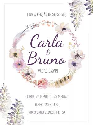 Convite de Casamento Boho Floral para Editar Online
