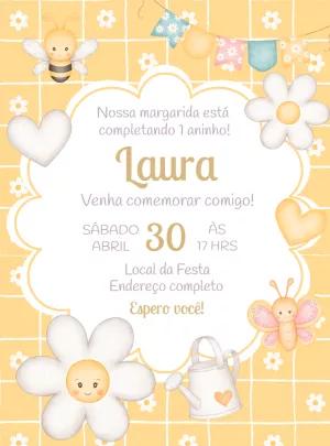 Convite Aniversário Abelhinha e Margarida para Editar