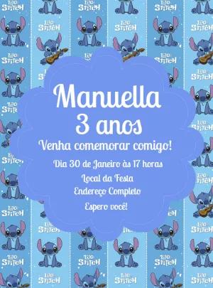 Convite de Aniversário Stitch Fofo para Editar Online