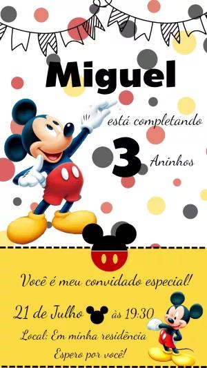 Convite Aniversário Mickey Mouse Clássico para Editar Online
