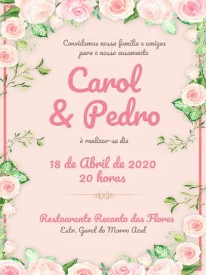 Convite de Casamento Floral com Rosas para Editar Online