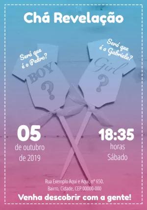 Convite Chá Revelação Menino ou Menina para Editar Online